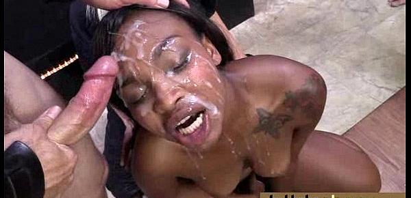  Ebony girl gang banged and covered in cum 18